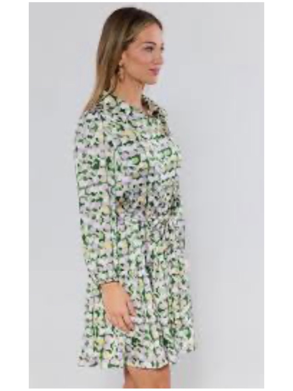 Avara Women’s Sz S Floral Mini Dress Amanda Collared Neckline Tie Waist Ruffle